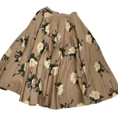 ♪♪INGEBORG インゲボルグ レディース フレアスカート ロングスカート 花柄 白牡丹 ベージュ