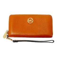 【中古】Michael Kors マイケルコース レザー ラウンドファスナー 長財布 オレンジ 531504 長財布