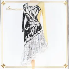 社交ダンス 衣装 ラテン ドレス ワンピース 黒 シルバー デモ 競技 ダンス パーティ 発表会 スパンコール シルバー系 ブラック系 華やか 光沢感 フロア映え エレガント 楽しむ 映える ダンス用 ステージ 衣装 女性用