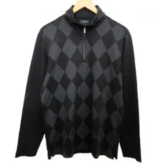 バーバリーゴルフ BURBERRY GOLF プルオーバーシャツ チェック 切替 ハーフジップ ストレッチ 4 約XL ブラック グレー 系 ■YHS4 1008