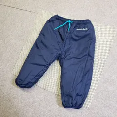 mont-bell 中綿パンツ リバーシブル仕様 ロゴ入り ネイビー系×ターコイズ系 表記サイズ：Baby’s 80　y7189s