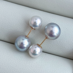 あこや本真珠 テリ抜群 K18ピアス 6.5mm&8mm 2way