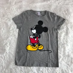 Disney store Fantamiliar ミッキーマウス 半袖Tシャツ／ レディースS～M相当 グレー プリント 綿100%