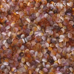 No.401 キャッツアイ風 ガラスビーズ 茶系 100粒 4mm 小粒 ラウンド ハンドメイド パーツ 素材