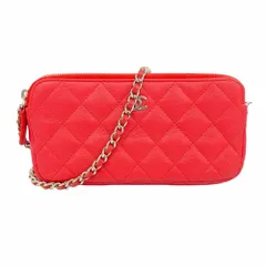 シャネル(Chanel) シャネル ショルダーバッグ マトラッセ チェーンショルダー キャビアスキン レッド レディース