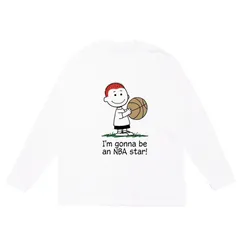 長袖 Tシャツ 洋服 カットソー トップス メンズ レディース ホワイト 白 コミック キャラクター イラスト バスケ 文字 ワード TEE IMNB-LS