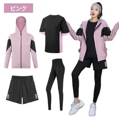 スポーツウェア レディース 4点セット 上下セット  女性 フィットネス ヨガ UVカット 大きいサイズ スポーツ ピラティス ウォーキング 筋トレ ジョギング　PK