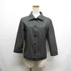 レキップヨシエイナバ L'EQUIPE YOSHIE INABA 七分袖 ステンカラー デニム ジャケット 9 黒 ブラック 日本製