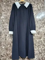 白ビック襟 ロング丈ワンピース