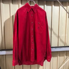 1575 NAUTICA 長袖シャツ レッド M ノーティカ コーデュロイシャツ ワンポイント 刺繍ロゴ 古着卸 アメリカ仕入
