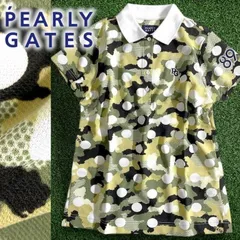 PEARLY GATES パーリーゲイツ ゴルフ 日本製 吸水速乾 カモドット柄 迷彩柄 半袖 ポロシャツ ゴルフウェア レディース 055-2160514 定価2.2万 オリーブ カーキ ブラック ホワイト ▲024▼50402w06
