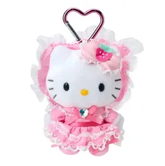ハローキティ ラブリー フリル ロリータ マスコット ぬいぐるみ キーホルダー ピンク