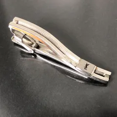 イヴサンローラン ネクタイピン YSL ロゴ シルバーカラー フォーマル ビジネス パーティー 結婚式 入学式 卒業式 Yves Saint Laurent ウェーブデザイン タイバー タイクリップ メンズアクセサリー■S208