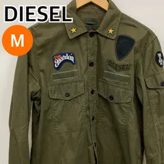 DIESEL ディーゼル トップス 長袖 シャツ ミリタリーシャツ グリーン メンズ Mサイズ 【CT2528】