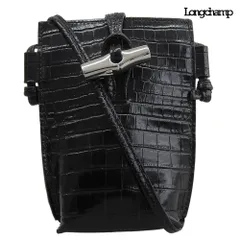 超美品  ロンシャン Longchamp 現行販売商品 レザー型押し フォンケース ショルダー ミニバッグ レディース