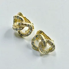 クリスチャンディオール　Christian Dior　イヤリング　ゴールド色　ラインストーン