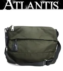 【広尾店】プラダ PRADA ショルダーバッグ メッセンジャーバッグ 三角ロゴ ナイロン カーキ SV金具 BT0740 【18159】