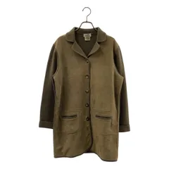 HERMES / エルメス | スエード レザー カシミヤ ニット ロゴボタン ロングジャケット | M | ブラウン/カーキ系 | レディース