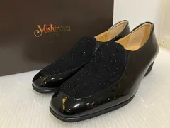 銀座ヨシノヤ HV ウェッジソール 64586 エナメル パンプス ブラック /23.5cm