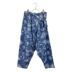 【美品】  JUNYAWATANABE COMMEdesGARCONS MAN / ジュンヤワタナベマン | 2022SS | 総柄 ドローストリング サルエル ワイド ラップパンツ | L | ブルー/ホワイト | メンズ