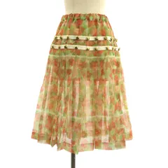 tao COMME des GARCONS / タオコムデギャルソン | 2009SS | プリーツ加工 フラワー プリント 金ボタン スカート | XS | オレンジ/グリーン | レディース