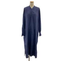 GALERIE VIE / ギャルリーヴィー | シルク バンドカラー シャツワンピース | 36 | ネイビー | レディース