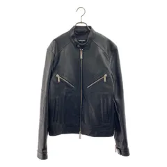 【美品】  DSQUARED2 / ディースクエアード | レザー シングル ライダースジャケット | 48 | ブラック | メンズ