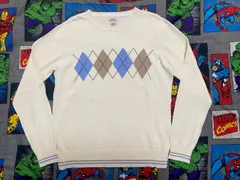 IZOD アーガイル柄 コットンセーター L オフホワイト アメリカ古着 ニット