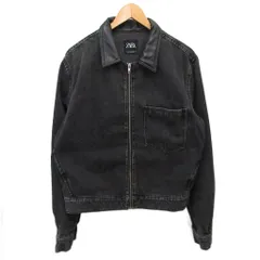 ザラ ZARA デニムジャケット Gジャン ブルゾン レザー ブラックデニム 黒 L