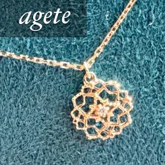 agete◆K10PG*透かしチャームネックレス*アガット*ピンクゴールド