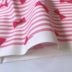 ストライプりぼん柄　生地　幅113㎝×100㎝
