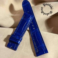 cro-2026 クロコダイル 腕時計ベルト ブルーグレー (ラグ幅19 mm