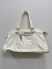 21.DIESEL ハンドバッグ　ホワイト　y2k archive metal logo ボストンバッグ