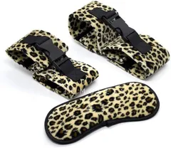 アイマスク 手錠 拘束 グッズ セット 豹柄 ヒョウ柄 アニマル 手錠 おもちゃ 女の子 手錠 sm コスプレ小物 束縛リストバンド ハンドカフス 拘束 腕輪 足枷 左右 両手 小道具 大人用 レディース メンズ ボンテージ風