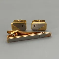 美品　イヴサンローラン　カフリンクス　ネクタイピン　セット　カフス　ネクタイ　ゴールド　金　ヴィンテージ　オールド　スーツ　Yシャツ