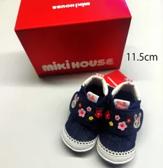 【正規品】ミキハウス　フラワーうさこ♪ファーストデニムベビーシューズ　11-9302-389　11.5cm　新品(難あり)