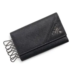 プラダ 2PG222 サフィアーノ メタル SAFFIANO METAL カーフレザー ブラック 6連 キーケース ガンメタル金具 箱付 PRADA（未使用　展示品）