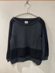 PLST プラステ 異素材切替 スウェット トレーナー サイズ2 M相当 ブラック