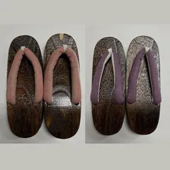 （中古品） レディース 下駄 桐下駄 フリーサイズ まとめ売り ２足まとめて ピンク パープル