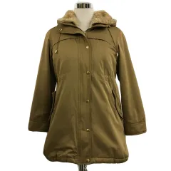 ルージュヴィフ Rouge vif コート モッズ ミドル スタンドカラー フード ジップアップ ドロスト ライナー フェイクファー 無地 長袖 36 茶 ブラウン