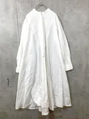 mizuiroind ミズイロインド ピンタック ギャザー 長袖 シャツ ワンピース 白  ■■◎レディース