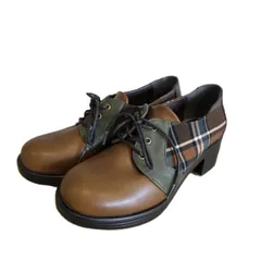 バイアシナガオジサン byあしながおじさん レースアップ シューズ チェック切り替え ローファー レディース 中古