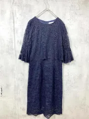 Lace Ladies レースレディース 定価8778円 セットアップ風五分袖レースフォーマル膝丈 ワンピース sizeM/紺  ■■レディース