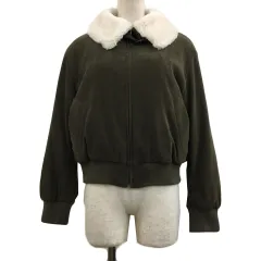 スローブ イエナ SLOBE IENA ジャケット ブルゾン ジップアップ フェイクファー ボア 無地 長袖 緑 白 グリーン ホワイト