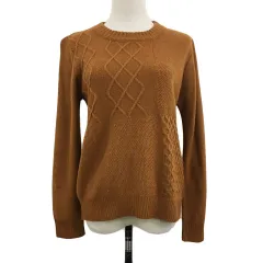 セポ CEPO セーター ニット プルオーバー クルーネック ケーブル編み 長袖 M 茶 ブラウン