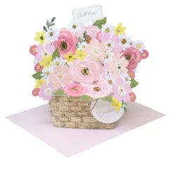 【メール便】グリーティングカード フローラルポップアップバースデー フラワーバスケット APJ メッセージカード 立体的 グッズ 