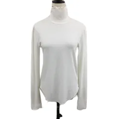 ナチュラルビューティーベーシック NATURAL BEAUTY BASIC カットソー ニット プルオーバー タートルネック リブ 無地 長袖 FR 白 ホワイト