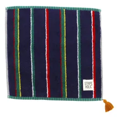 田中産業 今治タオル ハンカチ STRIPE HOLIC 日本製 ネイビー 約25×25cm