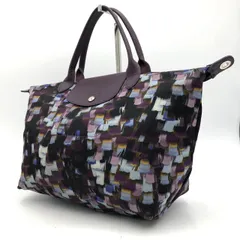 ロンシャン トートバッグ ル・プリアージュ 総柄 パープル系 ナイロン 大容量 旅行