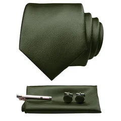 [JEMYGINS] ジェミギンズ メンズ ネクタイ ピン カフス ボタン チーフ ビジネス 就活 結婚式 入学式 卒業式 二次会 冠婚葬祭 パーティー 父の日 プレゼント ギフトボックス付き オリーブグリーン